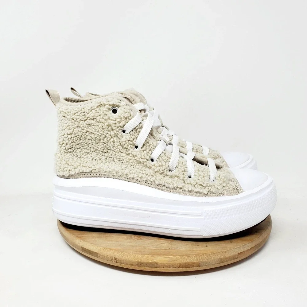 Converse Move Platform Sherpa Kids 2 Fluffy Fuzzy Chuck Taylor All Star Shoes